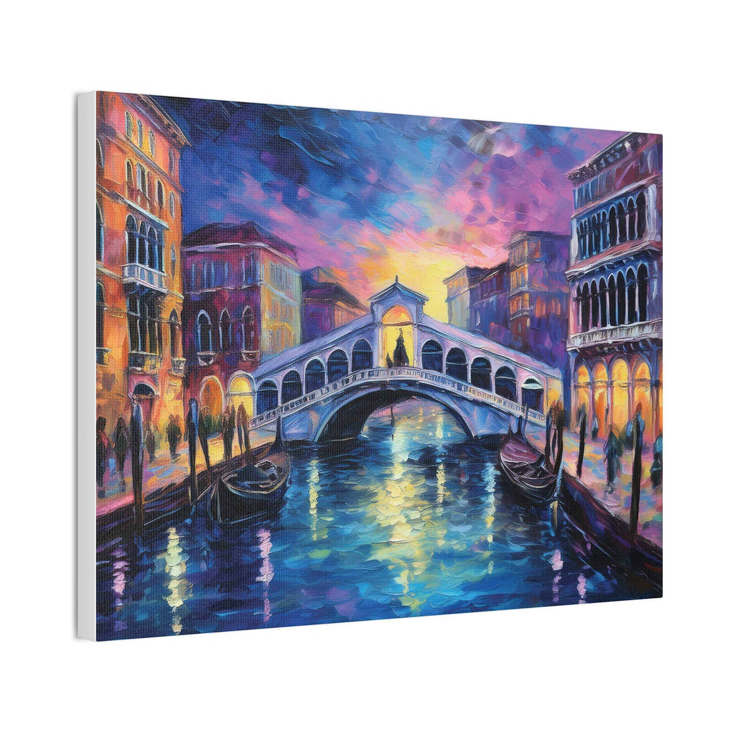 Vibrant Venice Canvas Art, Colorful Bridge Painting, Home Decor, Wall Art, Art for Living Room, Italian Landscape Print