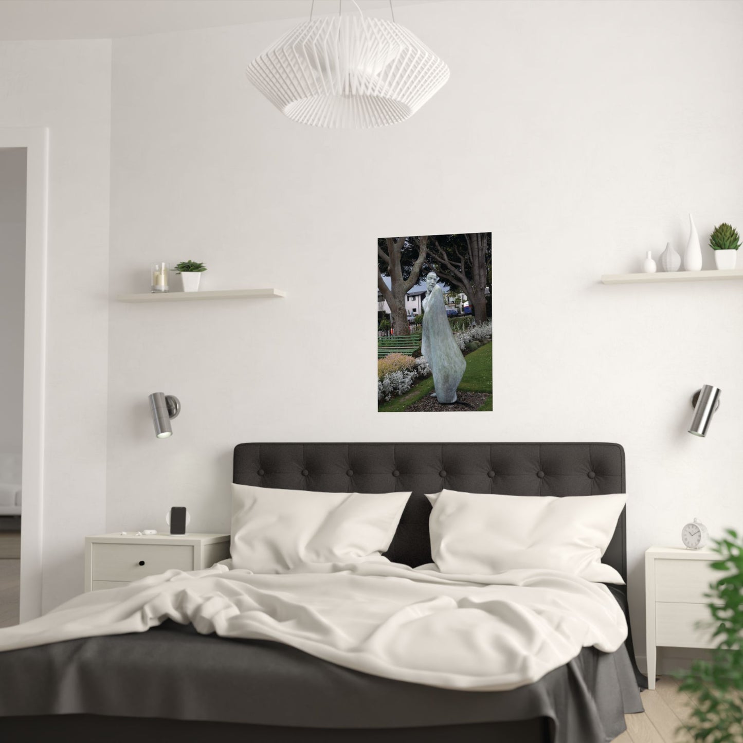 Elegant Satin Posters for Home Decor, “Grace in Stone: The Risen Christ of Christchurch”