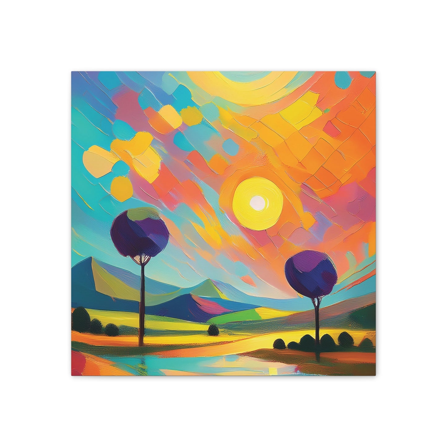 Vibrant Canvas Art Print, Colorful Wall Decor, Abstract Landscape Artwork, Home Decor, Gift for Art Lovers