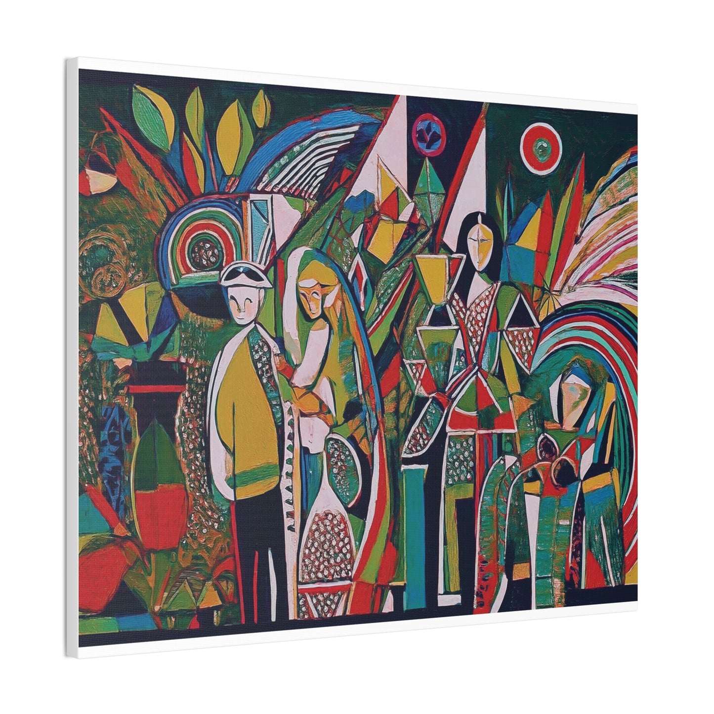 Canvas Print - Colorful Abstract Couple and Lady Standing Away