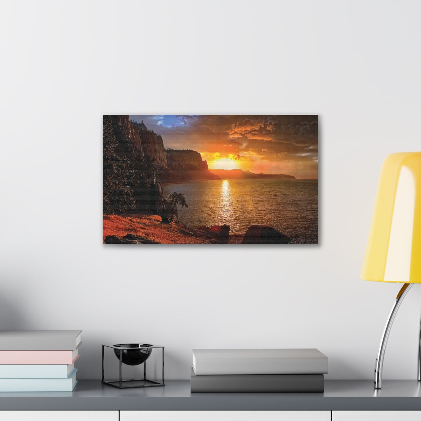 Sunset Canvas Print, Nature Wall Art, Scenic Home Décor, Gift for Nature Lovers, Coastal Landscape Decoration