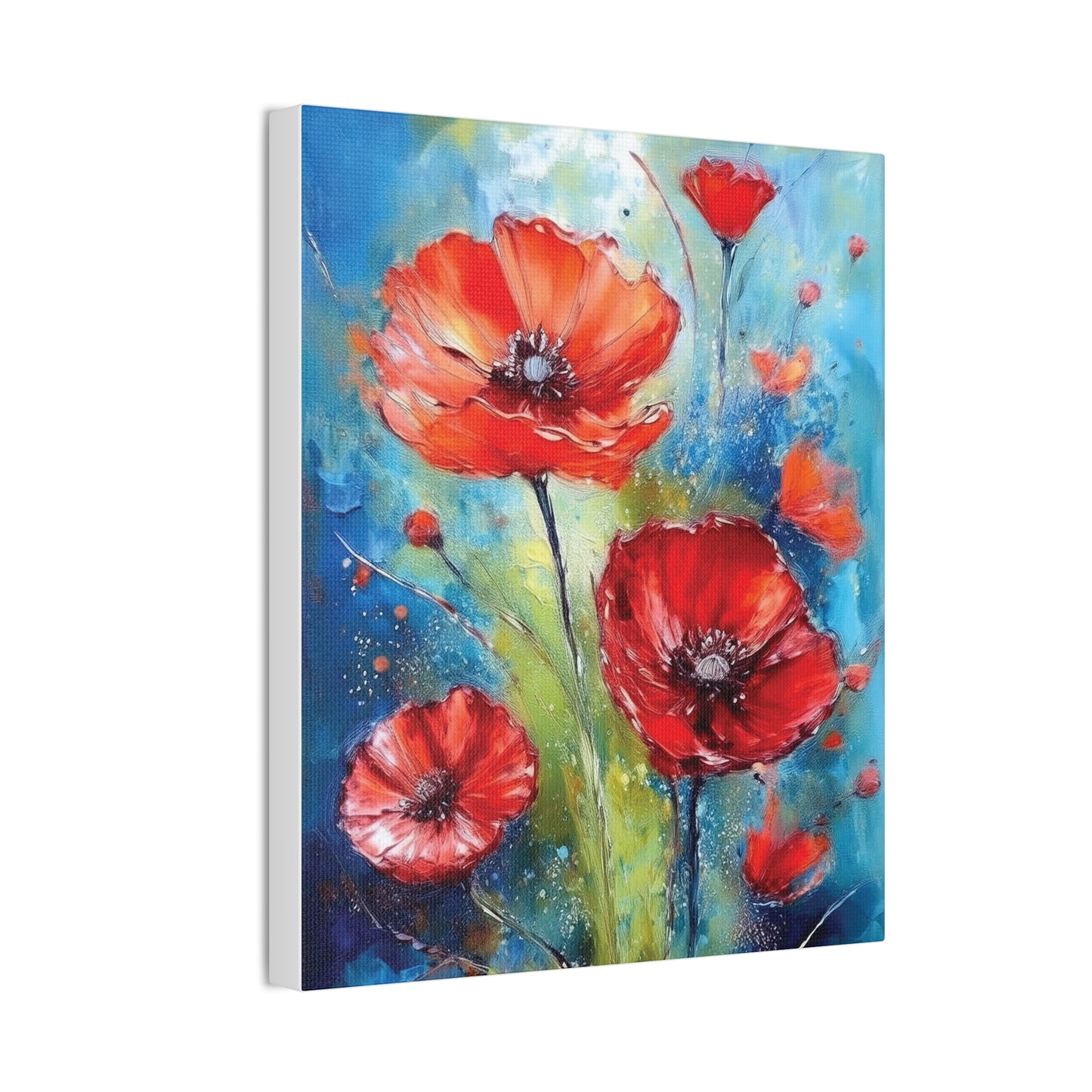Vibrant Floral Canvas Art Print, Colorful Flower Wall Decor, Home Decor, Gift for Nature Lovers, Poppy Artwork, Vibrant Wall Art