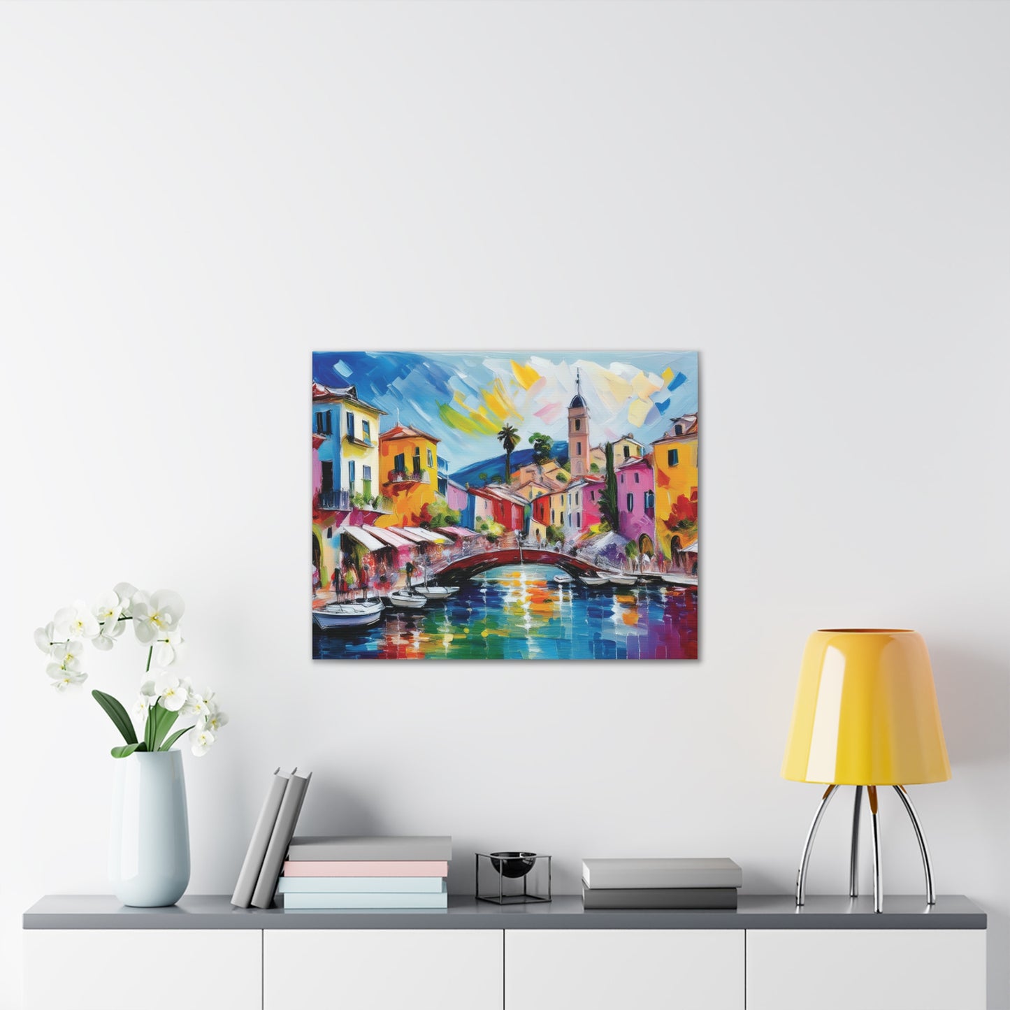 Vibrant Canvas Art, Colorful Wall Decor, Modern Artwork for Home, Italian Landscape Painting, Gift for Art Lovers