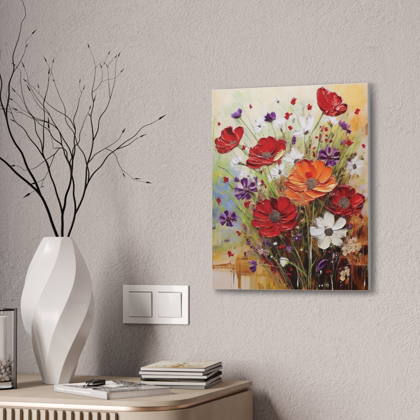 Floral Canvas Art Print, Colorful Flower Wall Decor, Home Decor, Gift for Her, Botanical Wall Art, Mothers Day Decoration