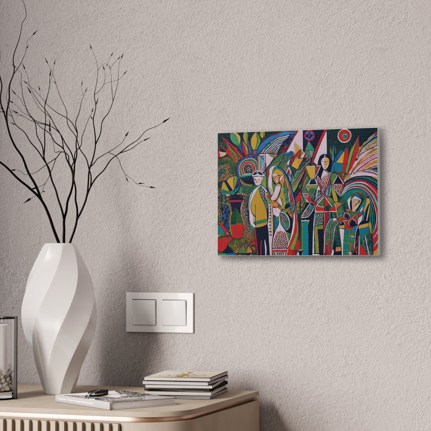 Canvas Print - Colorful Abstract Couple and Lady Standing Away