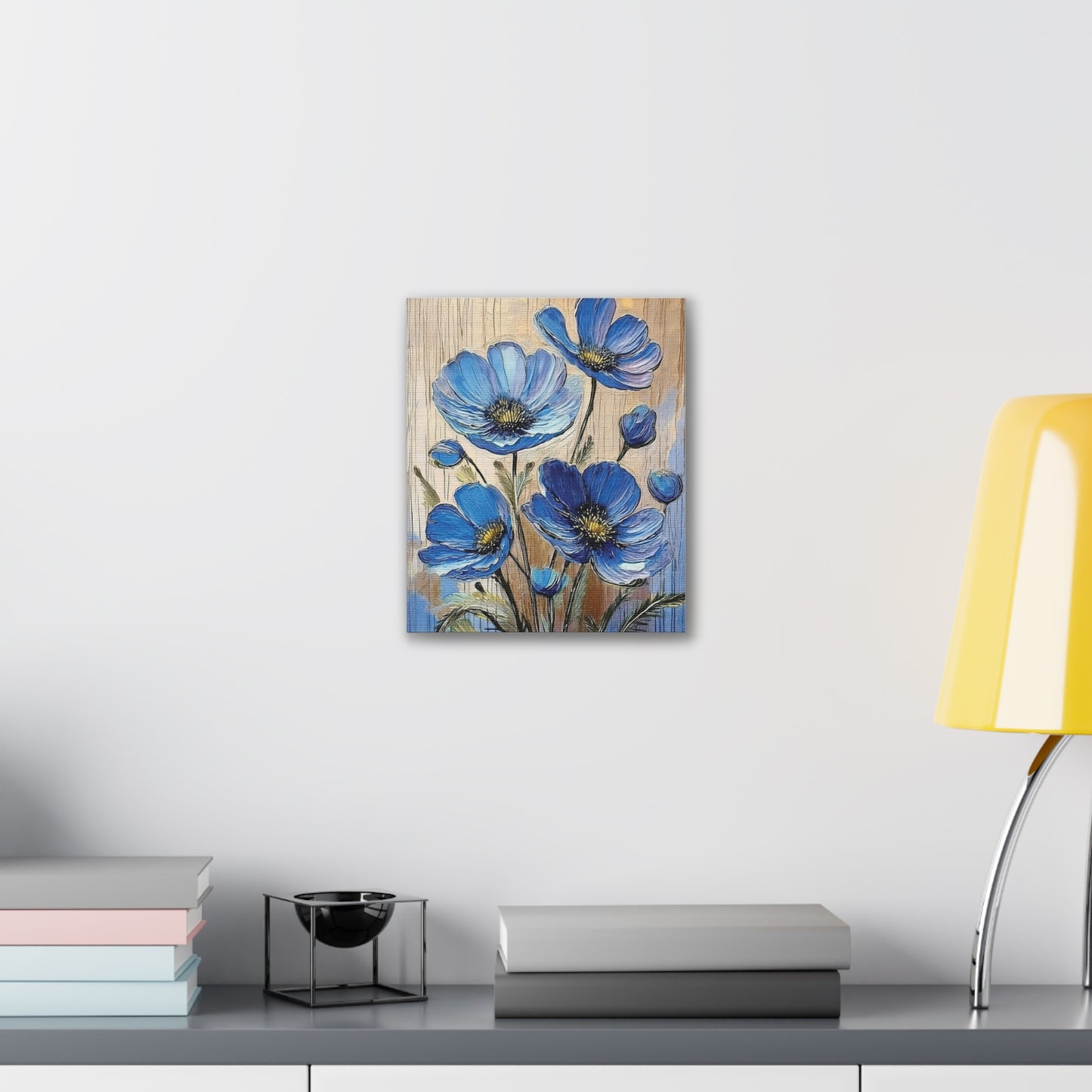 Blue Floral Canvas Wall Art, Home Decor, Gift for Flower Lovers, Botanical Artwork, Spring Decor, Unique Housewarming Present
