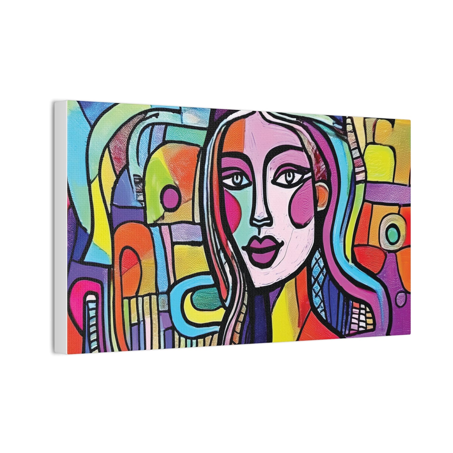 Colorful Canvas Art Print, Abstract Portrait Decor, Wall Art for Home, Colorful Wall Hanging, Gift for Art Lovers