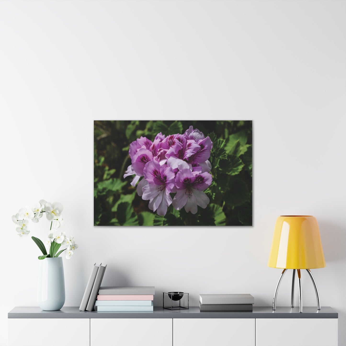 Pink Geranium Floral Canvas Print — Stretched Wall Art