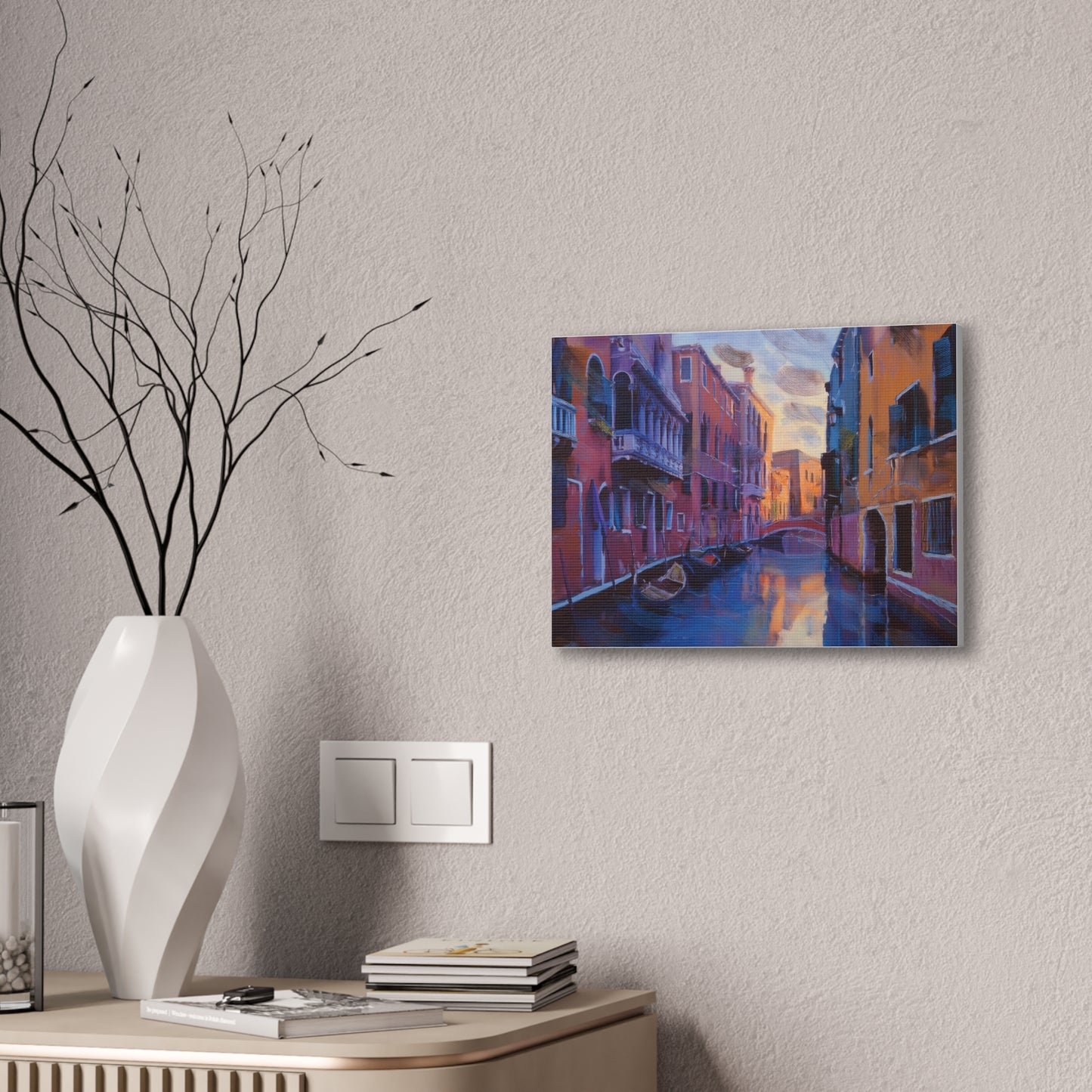 Vibrant Canvas Wall Art, Stretched Art Print, Home Decor, Venetian Landscape, Colorful Artwork, Gift for Art Lovers