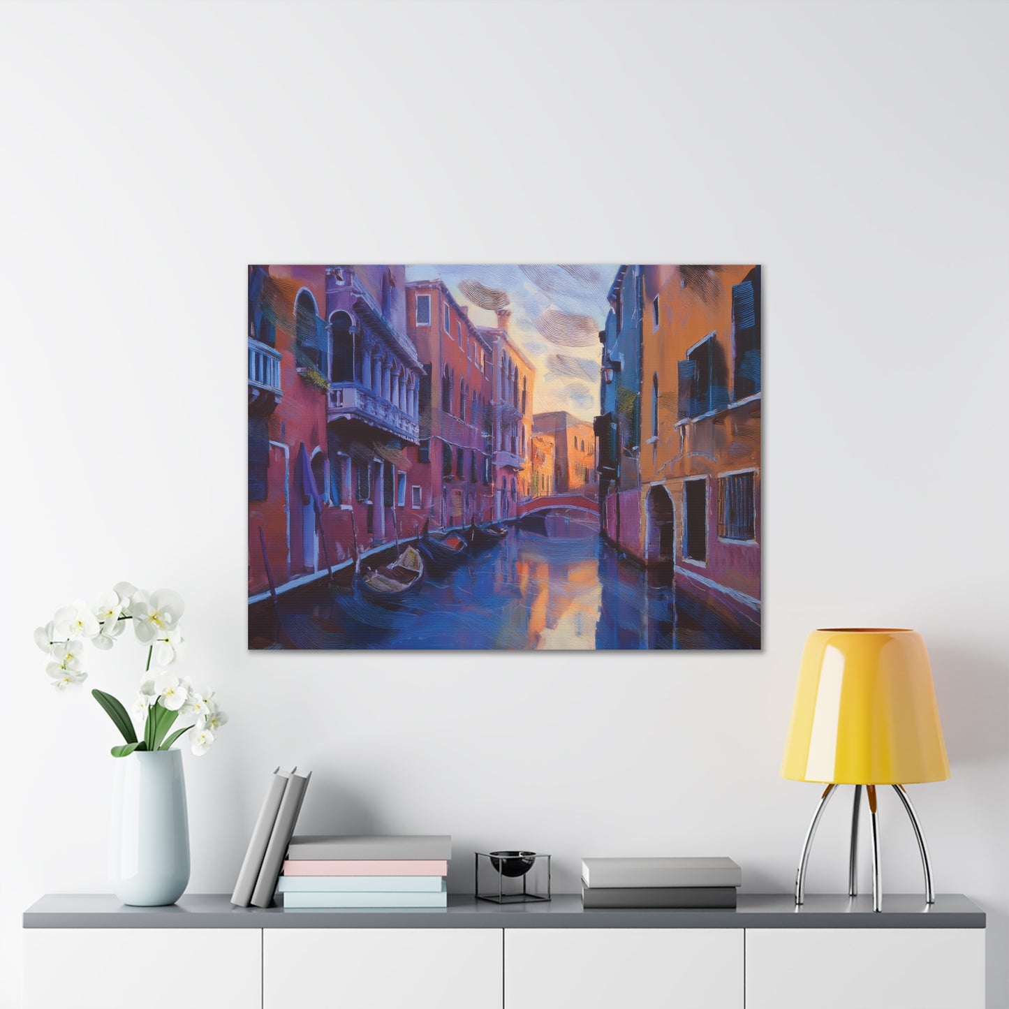 Vibrant Canvas Wall Art, Stretched Art Print, Home Decor, Venetian Landscape, Colorful Artwork, Gift for Art Lovers