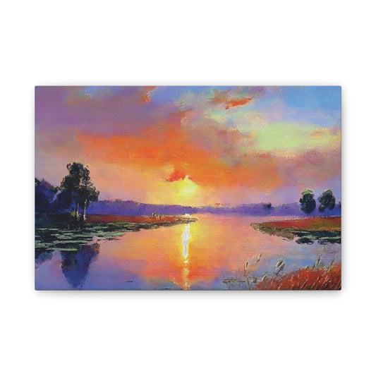 Serene Sunset Canvas Art, Landscape Wall Decor, Nature Lover Gift, Home Wall Art, Tranquil Landscape Painting