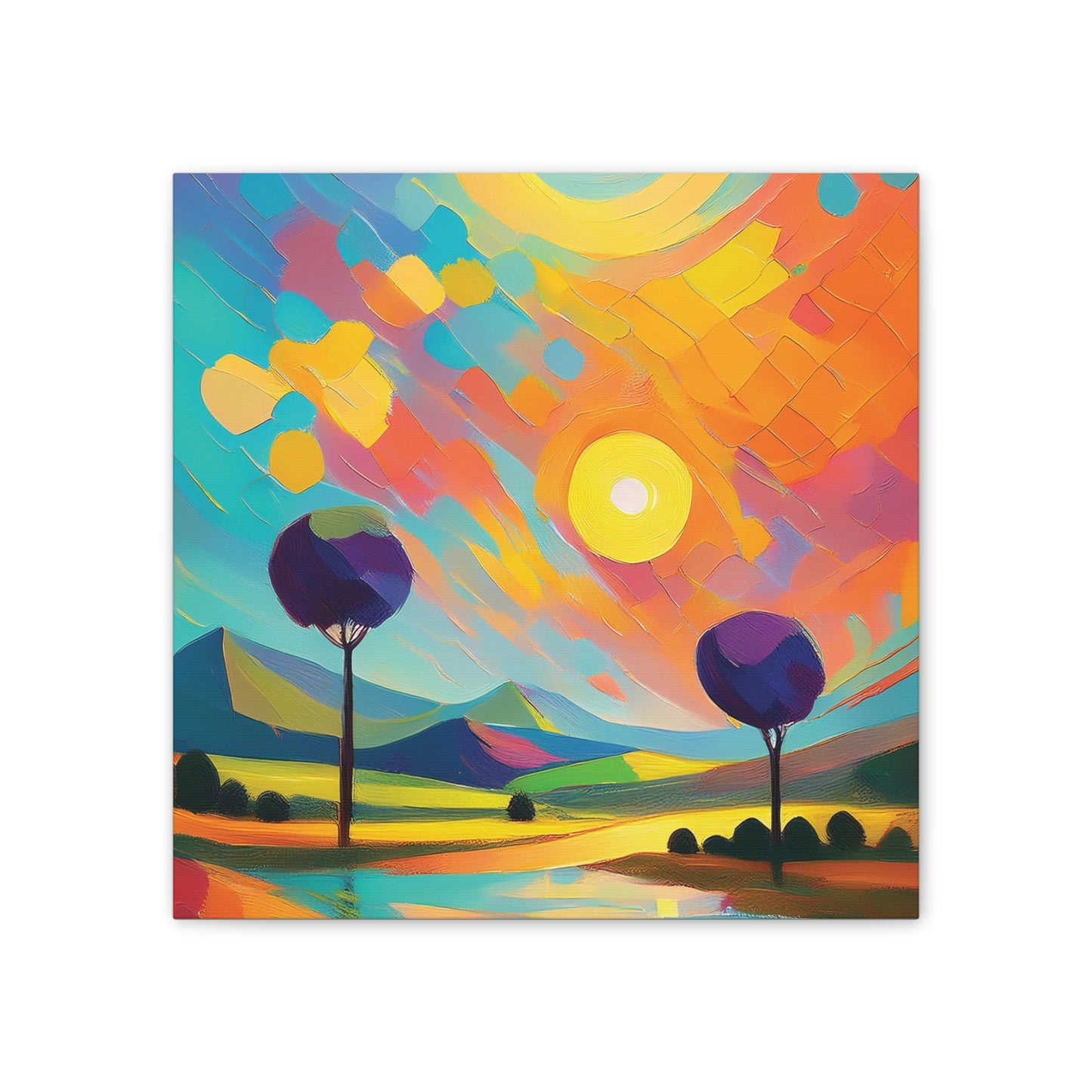 Vibrant Canvas Art Print, Colorful Wall Decor, Abstract Landscape Artwork, Home Decor, Gift for Art Lovers