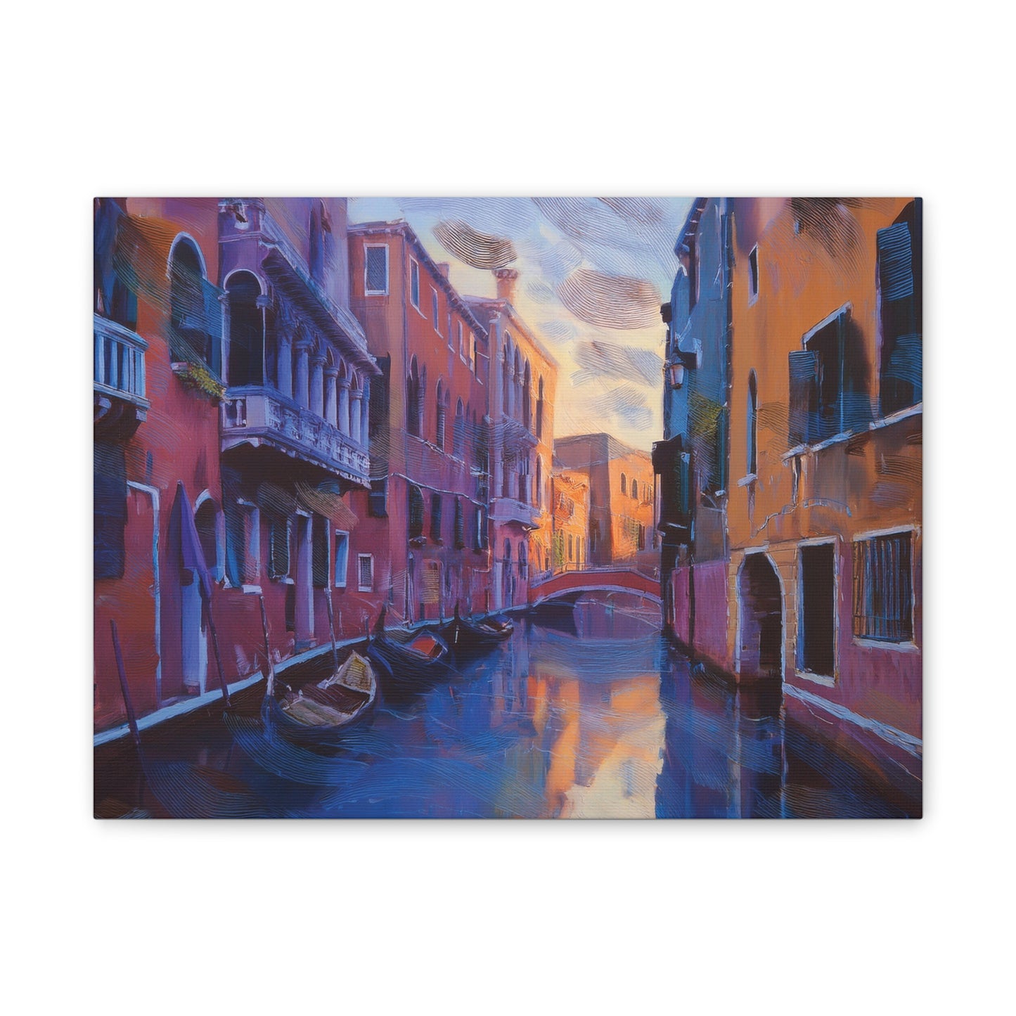 Vibrant Canvas Wall Art, Stretched Art Print, Home Decor, Venetian Landscape, Colorful Artwork, Gift for Art Lovers