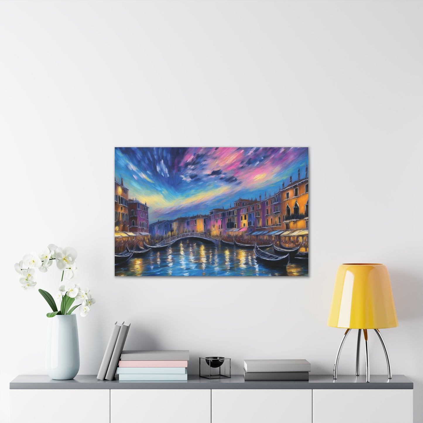 Canvas Wall Art, Serene Venice Scene, Home Decor, Art Gift for Her, Office Wall Decoration, Colorful Landscape Print