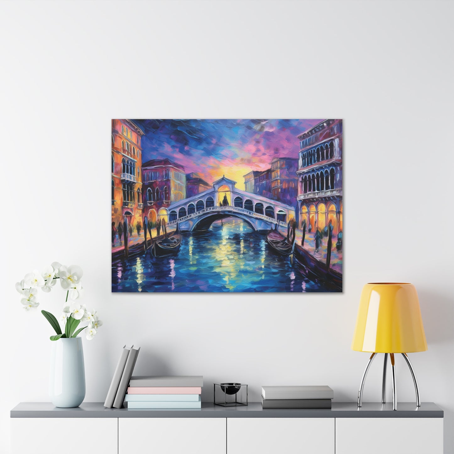 Vibrant Venice Canvas Art, Colorful Bridge Painting, Home Decor, Wall Art, Art for Living Room, Italian Landscape Print