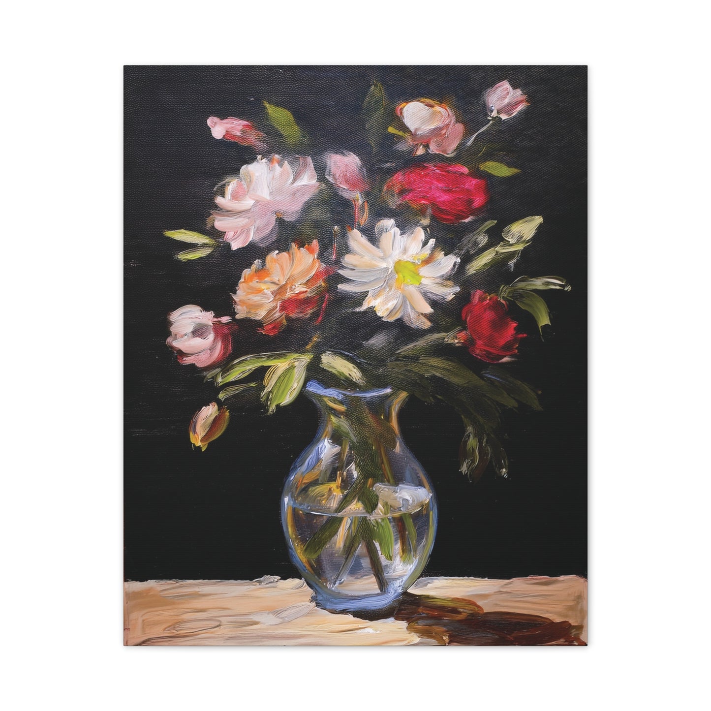 Floral Canvas Wall Art, Elegant Home Decor, Vintage Style Painting, Gift for Her, Living Room Decoration, Anniversary Gift
