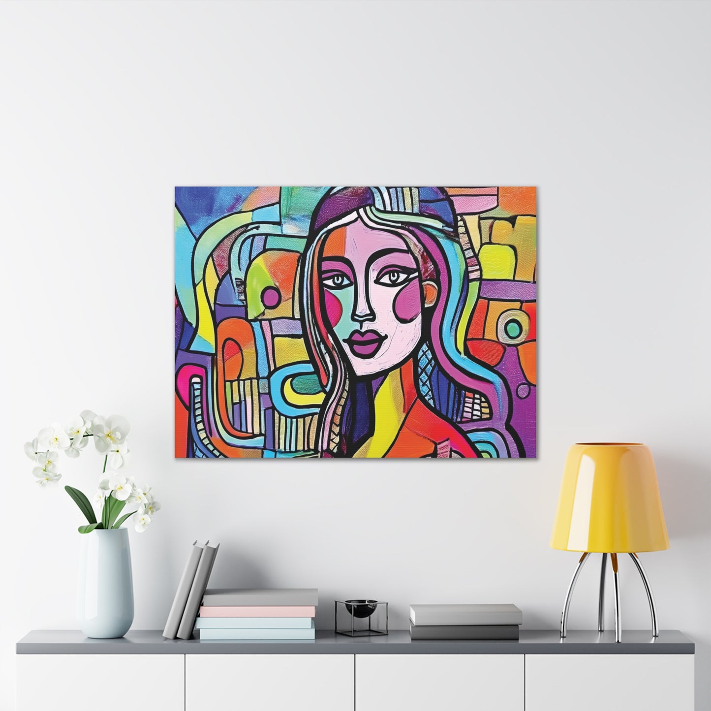 Colorful Canvas Art Print, Abstract Portrait Decor, Wall Art for Home, Colorful Wall Hanging, Gift for Art Lovers