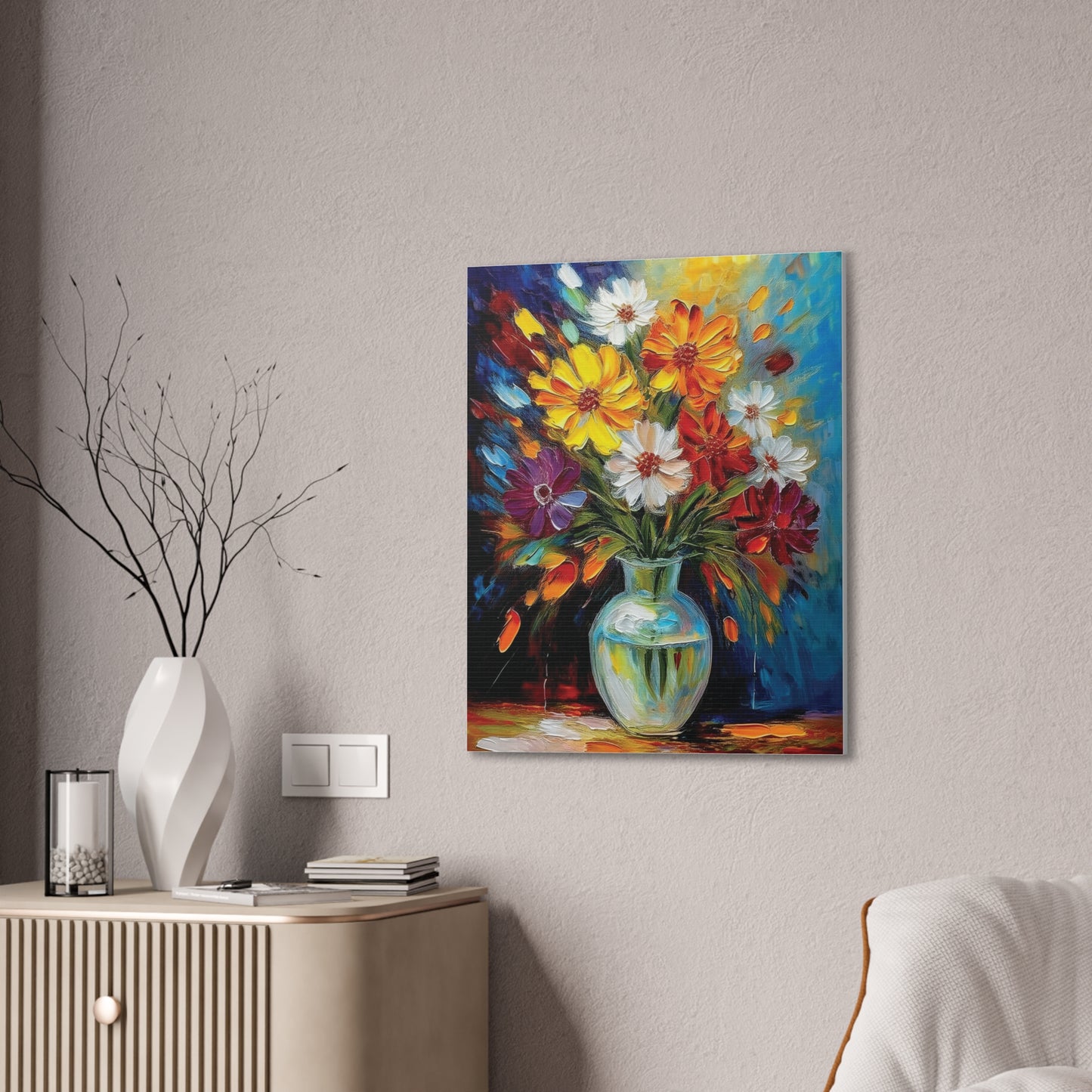 Vibrant Floral Canvas Art, Colorful Home Decor, Flower Wall Art, Bright Room Accent, Unique Gift, Art for All Occasions