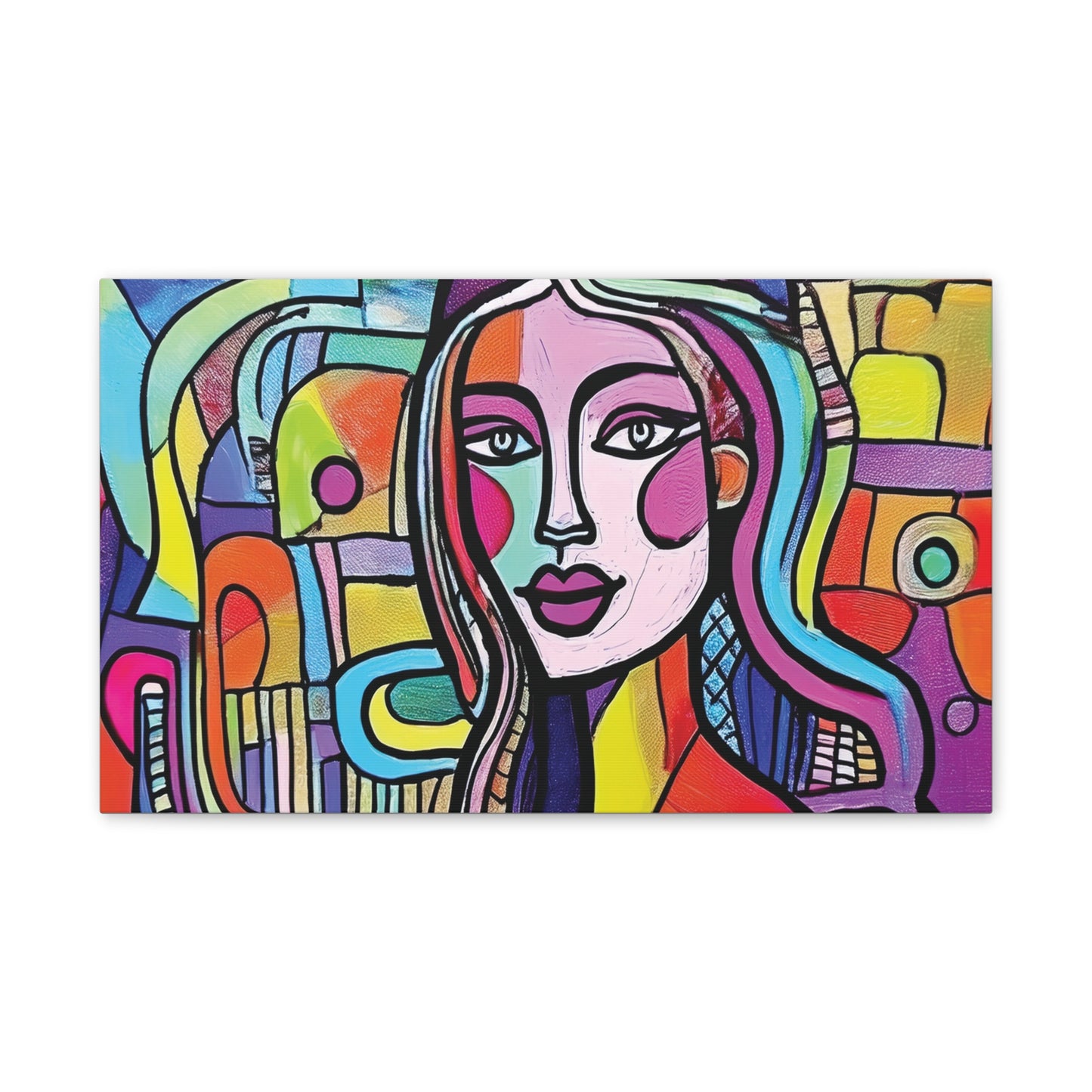 Colorful Canvas Art Print, Abstract Portrait Decor, Wall Art for Home, Colorful Wall Hanging, Gift for Art Lovers