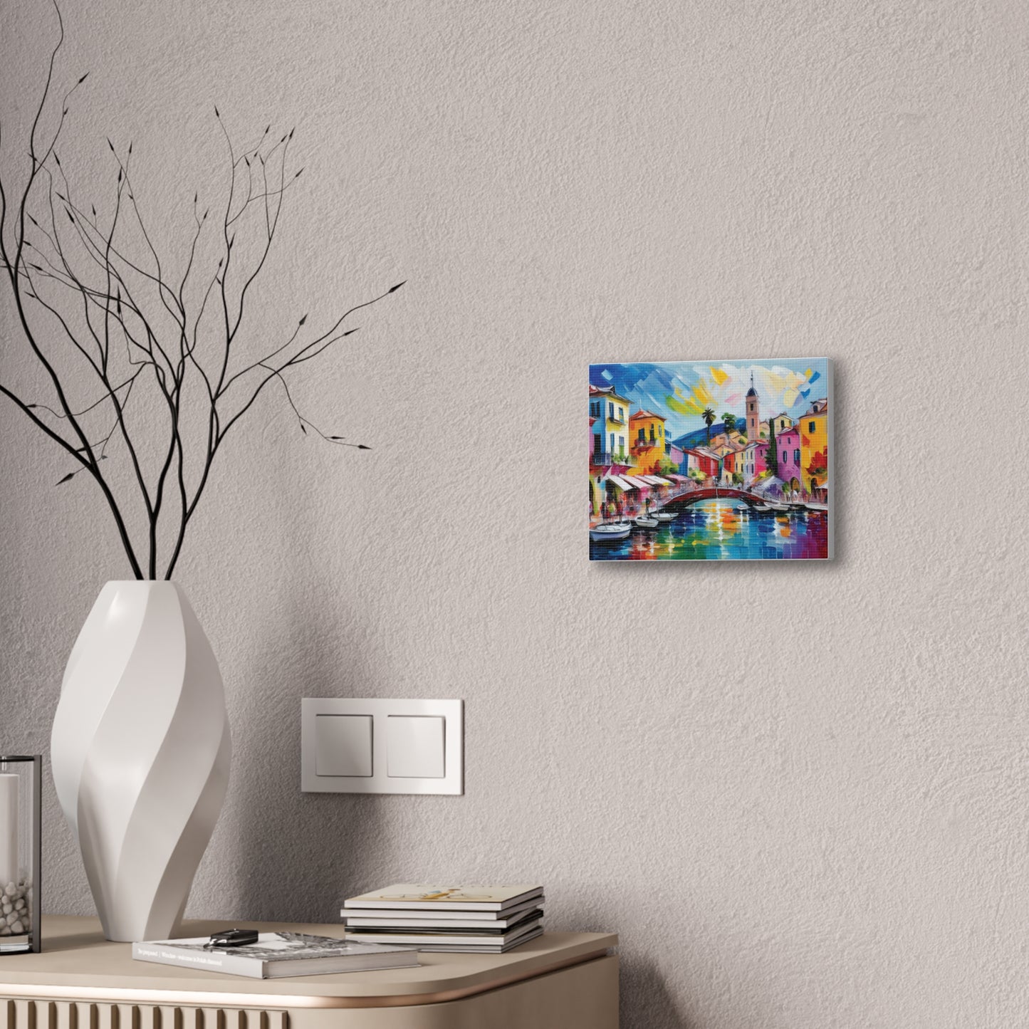 Vibrant Canvas Art, Colorful Wall Decor, Modern Artwork for Home, Italian Landscape Painting, Gift for Art Lovers