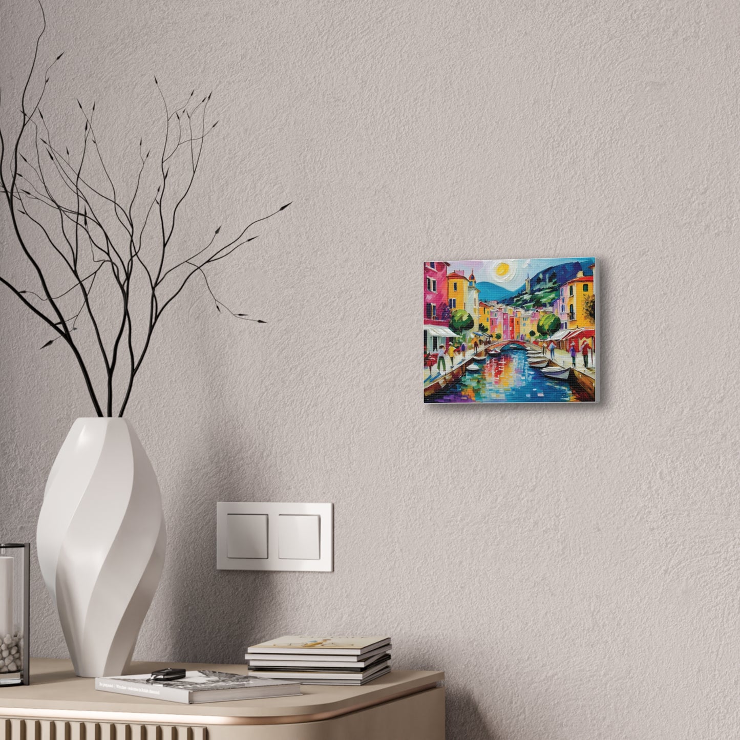 Vibrant Canvas Art Print, Colorful Wall Decor, Living Room Artwork, Mediterranean Scene, Gallery Wall Collection