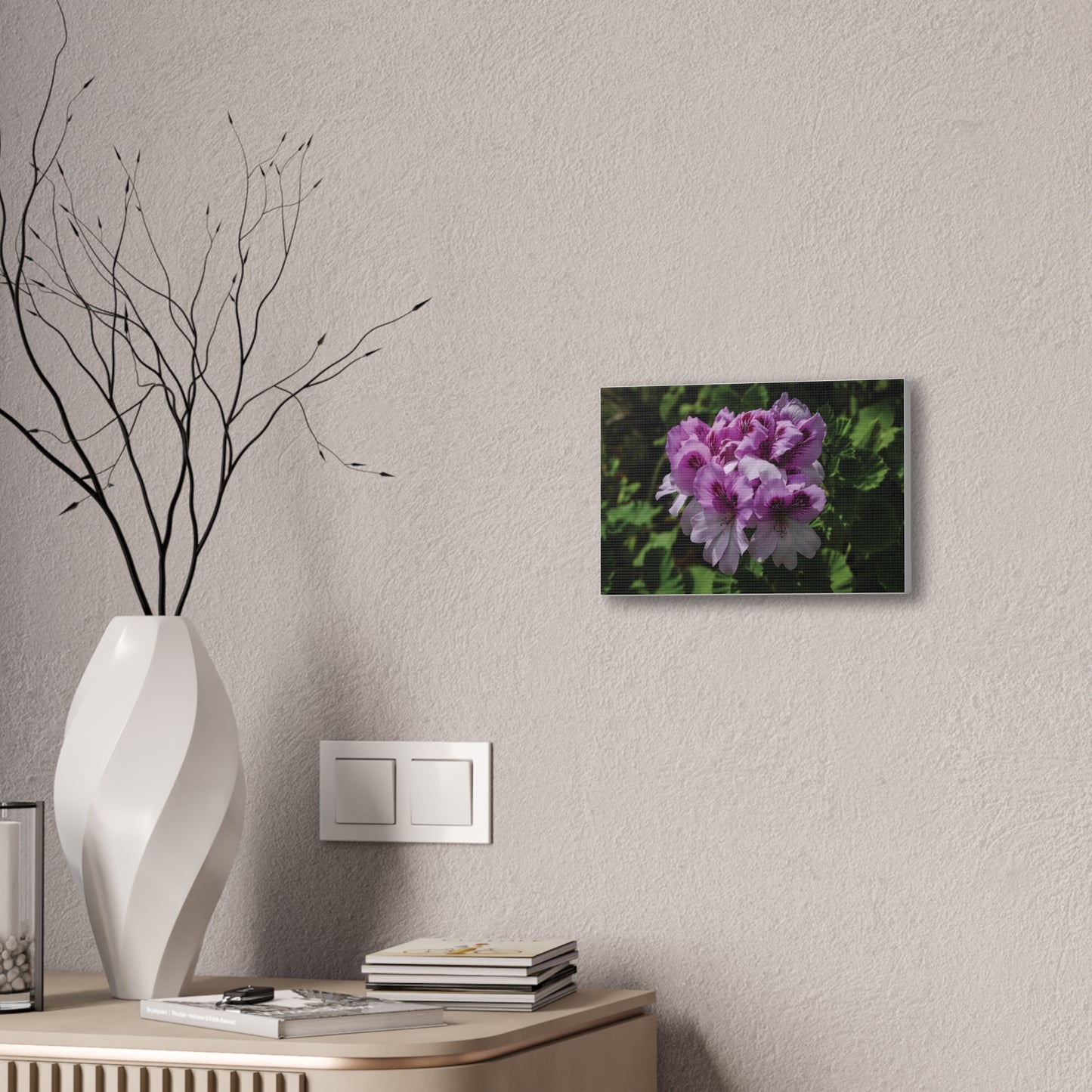 Pink Geranium Floral Canvas Print — Stretched Wall Art