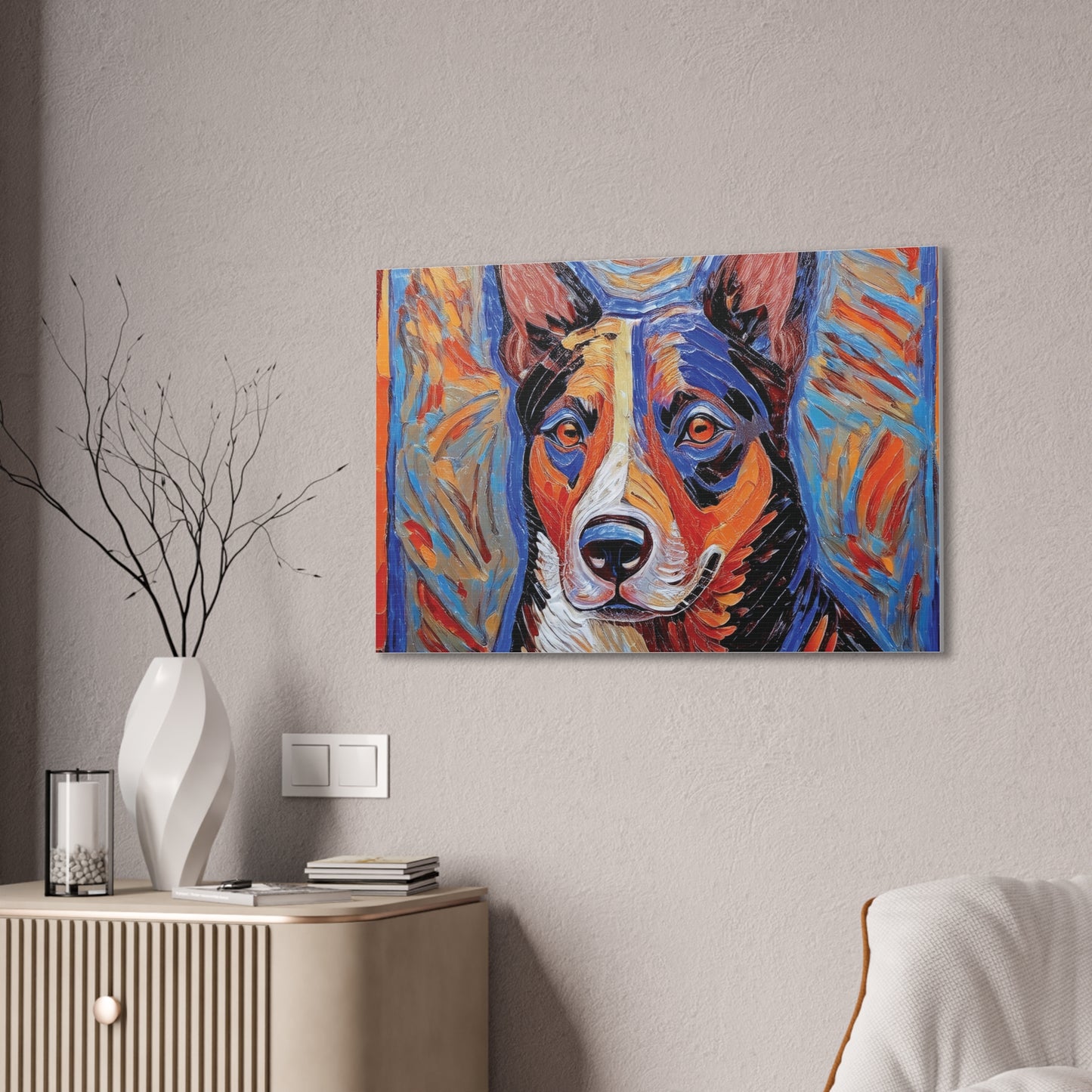 Vibrant Dog Canvas Print, Pet Lover Gift, Colorful Wall Art, Home Decor for Dog Owners, Animal Lover Decor, Unique Gift Idea