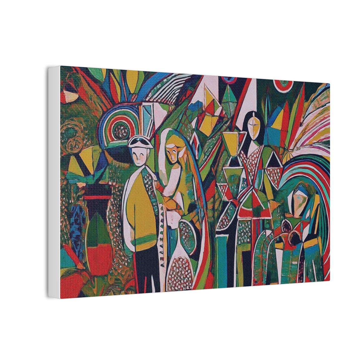 Canvas Print - Colorful Abstract Couple and Lady Standing Away