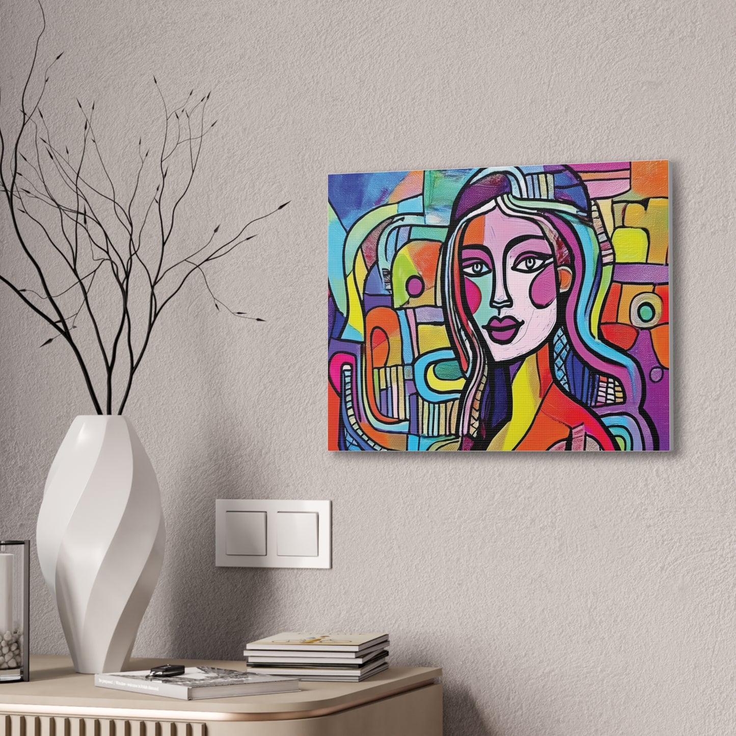 Colorful Canvas Art Print, Abstract Portrait Decor, Wall Art for Home, Colorful Wall Hanging, Gift for Art Lovers