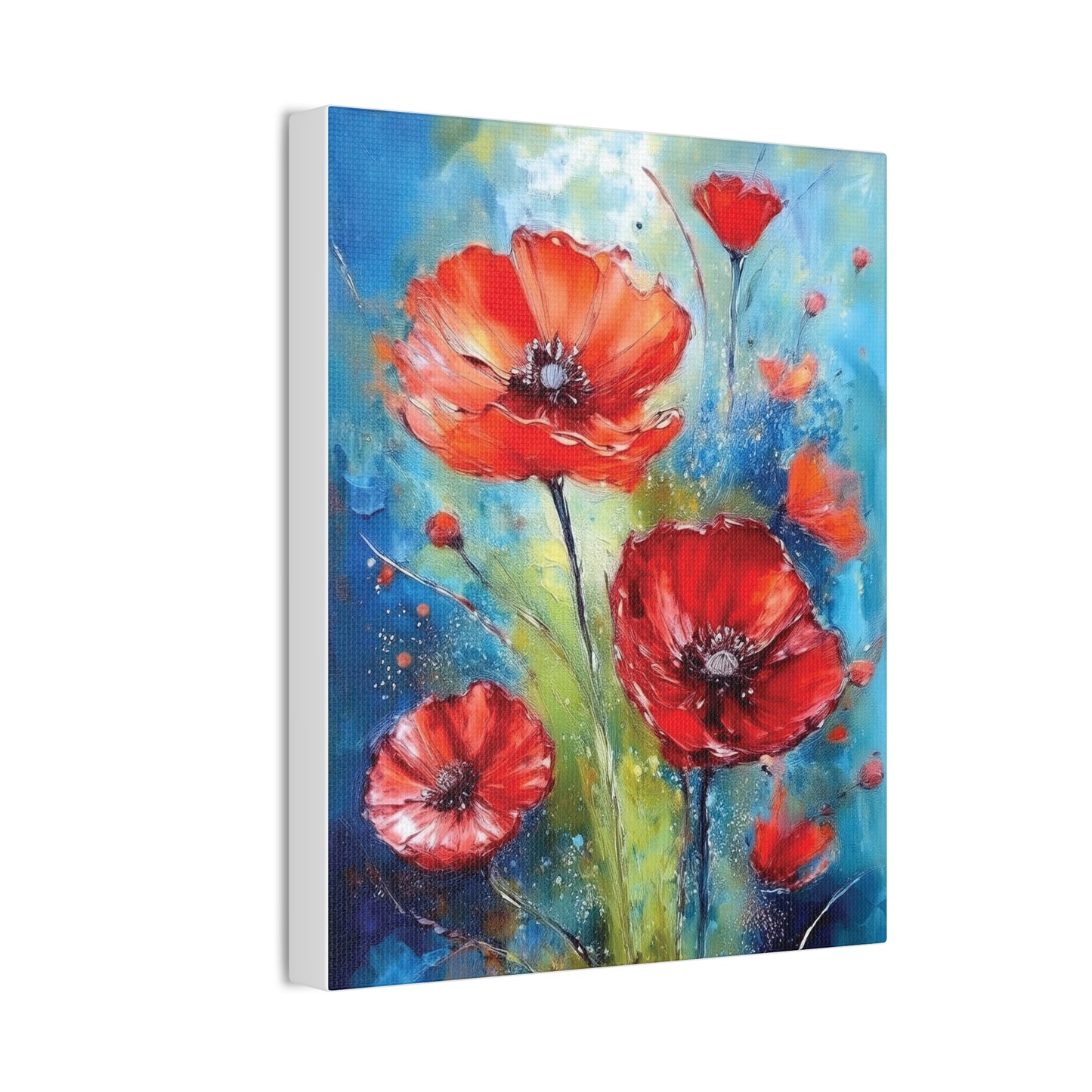 Vibrant Floral Canvas Art Print, Colorful Flower Wall Decor, Home Decor, Gift for Nature Lovers, Poppy Artwork, Vibrant Wall Art
