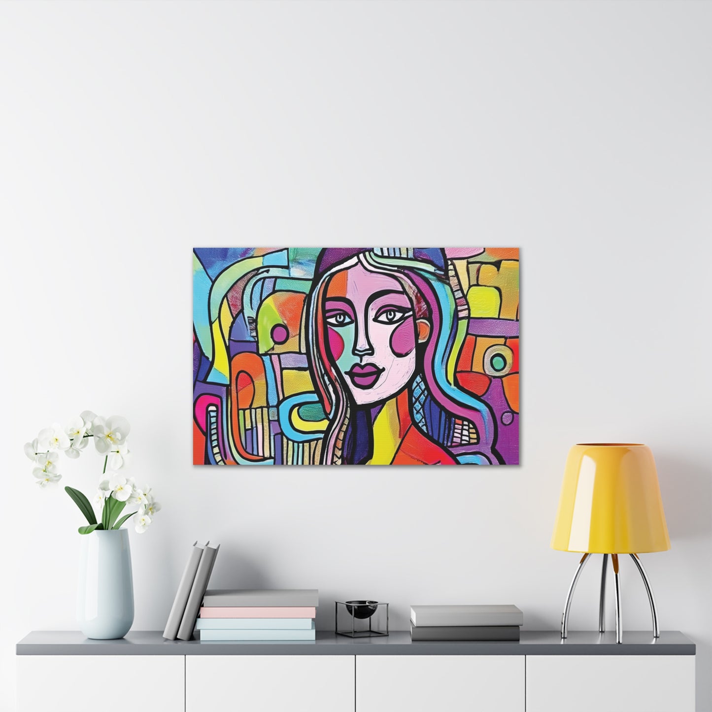 Colorful Canvas Art Print, Abstract Portrait Decor, Wall Art for Home, Colorful Wall Hanging, Gift for Art Lovers