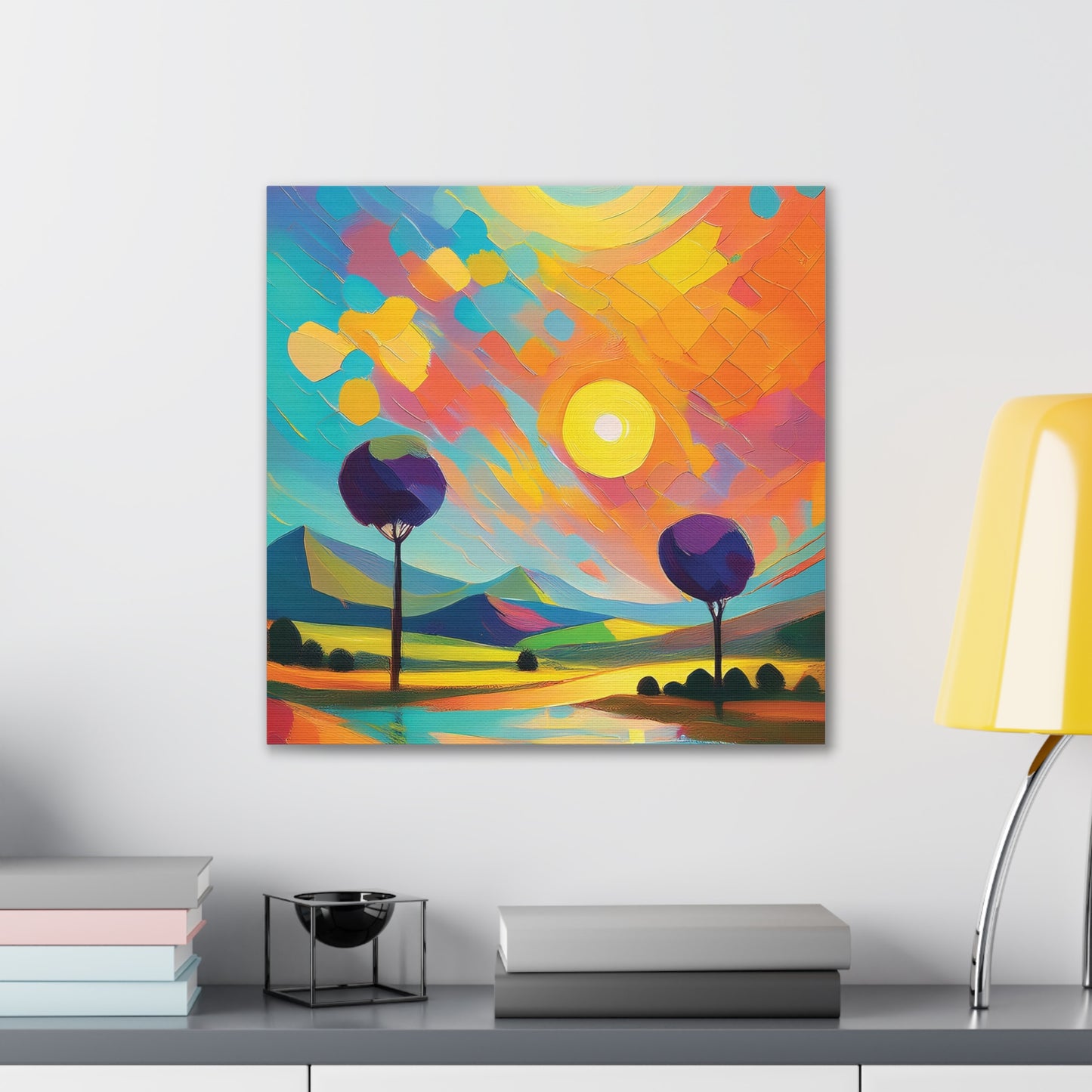 Vibrant Canvas Art Print, Colorful Wall Decor, Abstract Landscape Artwork, Home Decor, Gift for Art Lovers
