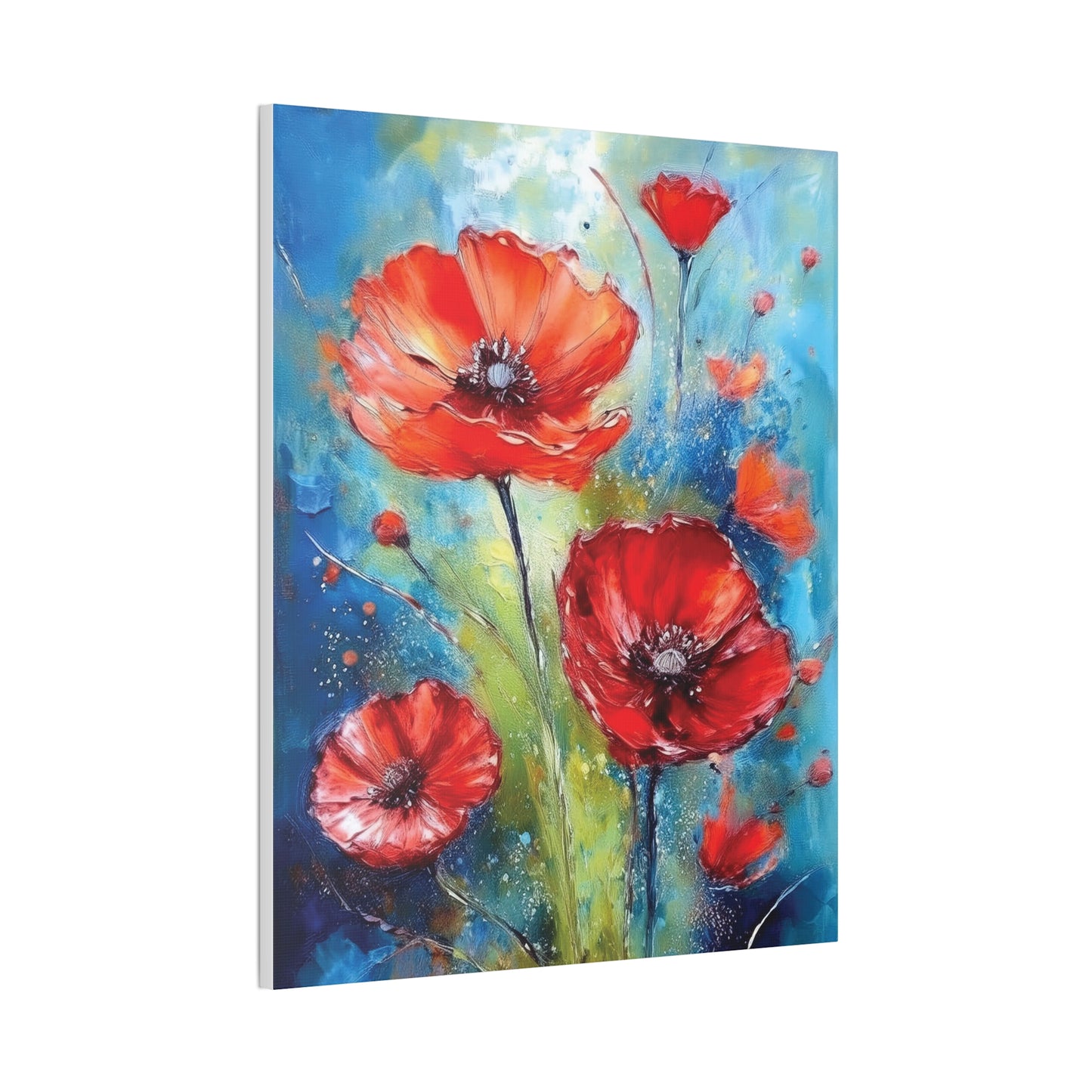 Vibrant Floral Canvas Art Print, Colorful Flower Wall Decor, Home Decor, Gift for Nature Lovers, Poppy Artwork, Vibrant Wall Art