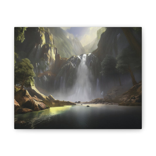 Serene Waterfall Canvas Print, Nature Wall Art, Home Décor, Gift for Nature Lovers, Living Room Artwork, Modern Landscape