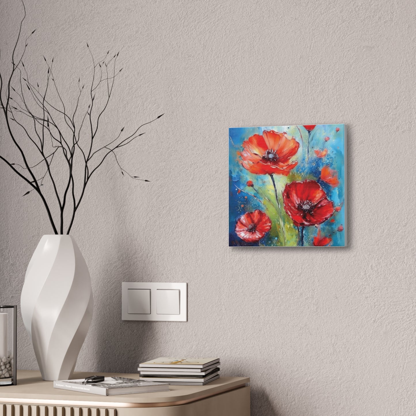 Vibrant Floral Canvas Art Print, Colorful Flower Wall Decor, Home Decor, Gift for Nature Lovers, Poppy Artwork, Vibrant Wall Art