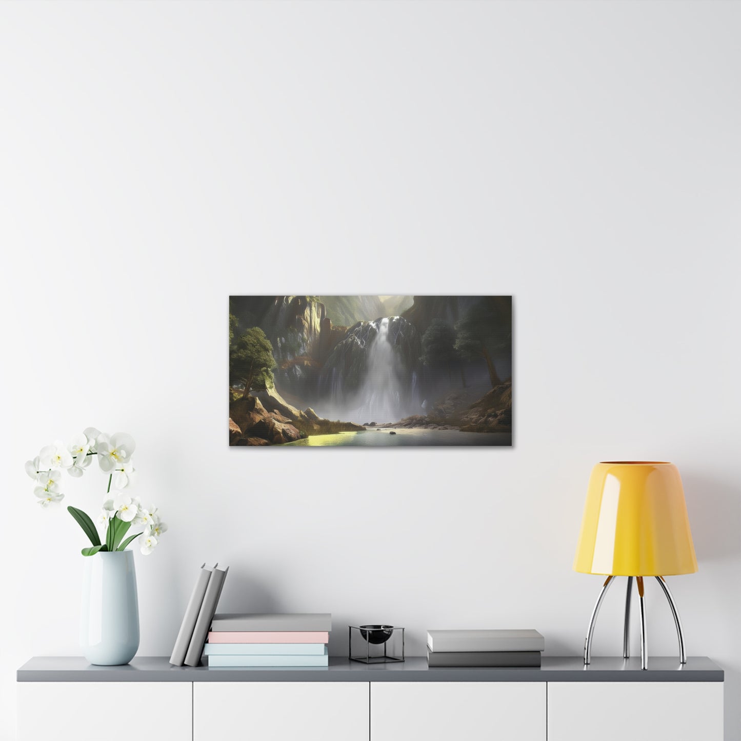 Serene Waterfall Canvas Print, Nature Wall Art, Home Décor, Gift for Nature Lovers, Living Room Artwork, Modern Landscape