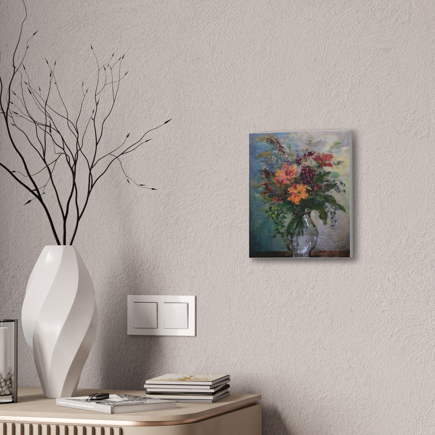 Floral Canvas Wall Art, Vintage Flower Painting, Home Decor, Gift for Her, Living Room Decoration, Art for All Occasions