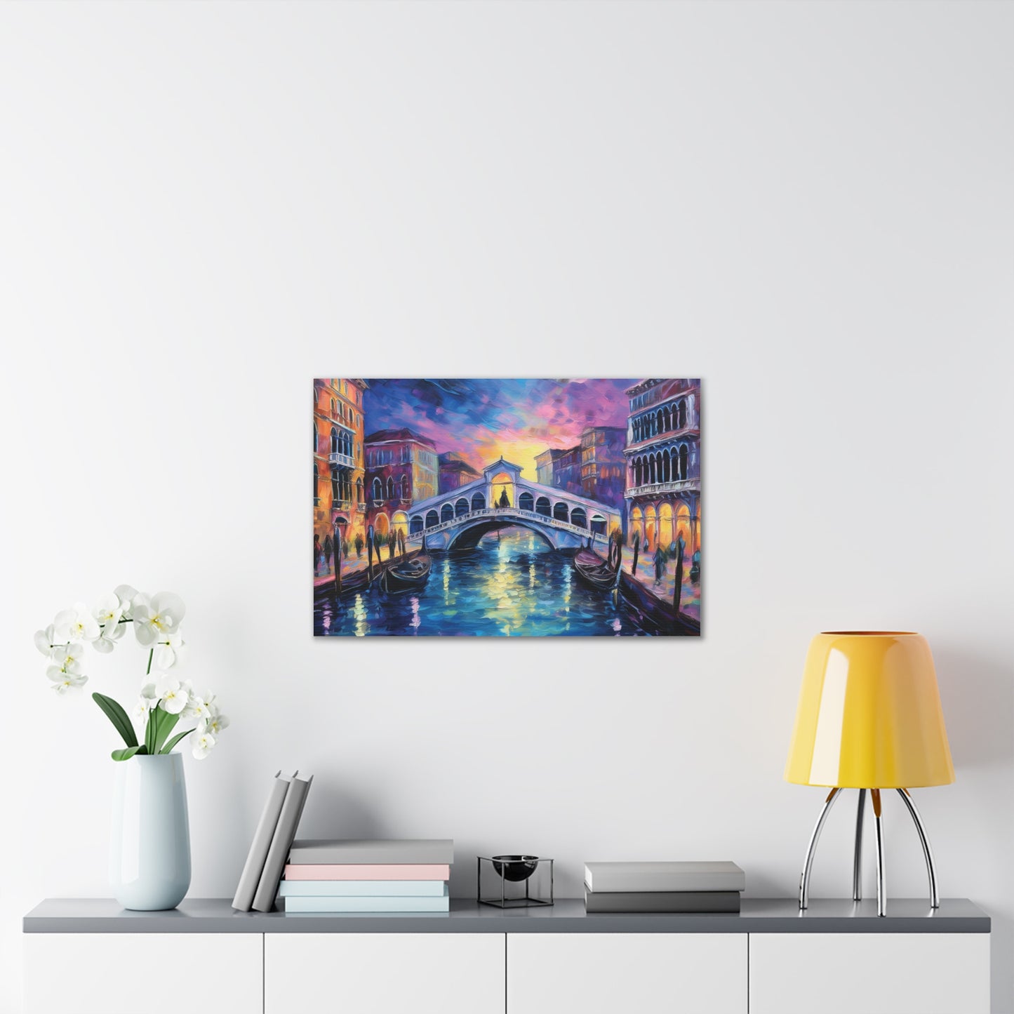 Vibrant Venice Canvas Art, Colorful Bridge Painting, Home Decor, Wall Art, Art for Living Room, Italian Landscape Print