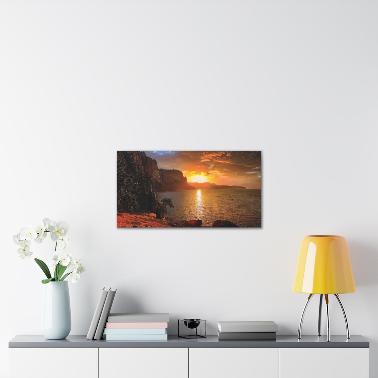 Sunset Canvas Print, Nature Wall Art, Scenic Home Décor, Gift for Nature Lovers, Coastal Landscape Decoration