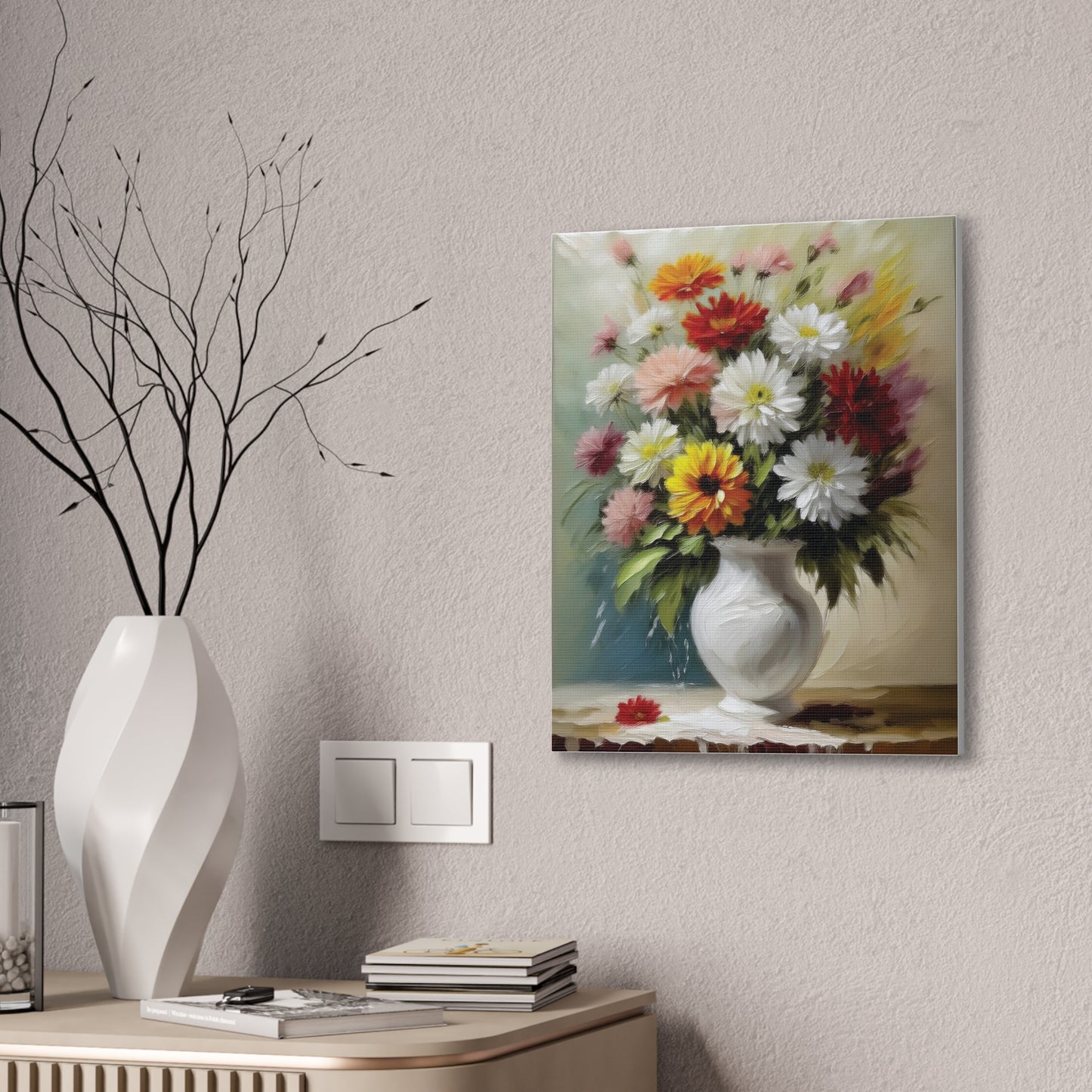 Floral Canvas Art Print, Colorful Flower Wall Decor, Home and Office Decoration, Gift for Flower Lovers or Art Collectors