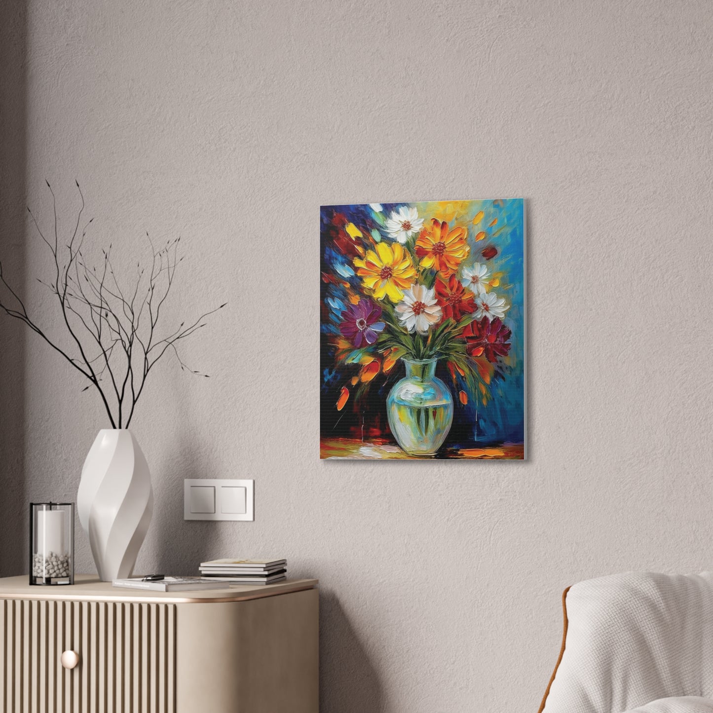 Vibrant Floral Canvas Art, Colorful Home Decor, Flower Wall Art, Bright Room Accent, Unique Gift, Art for All Occasions