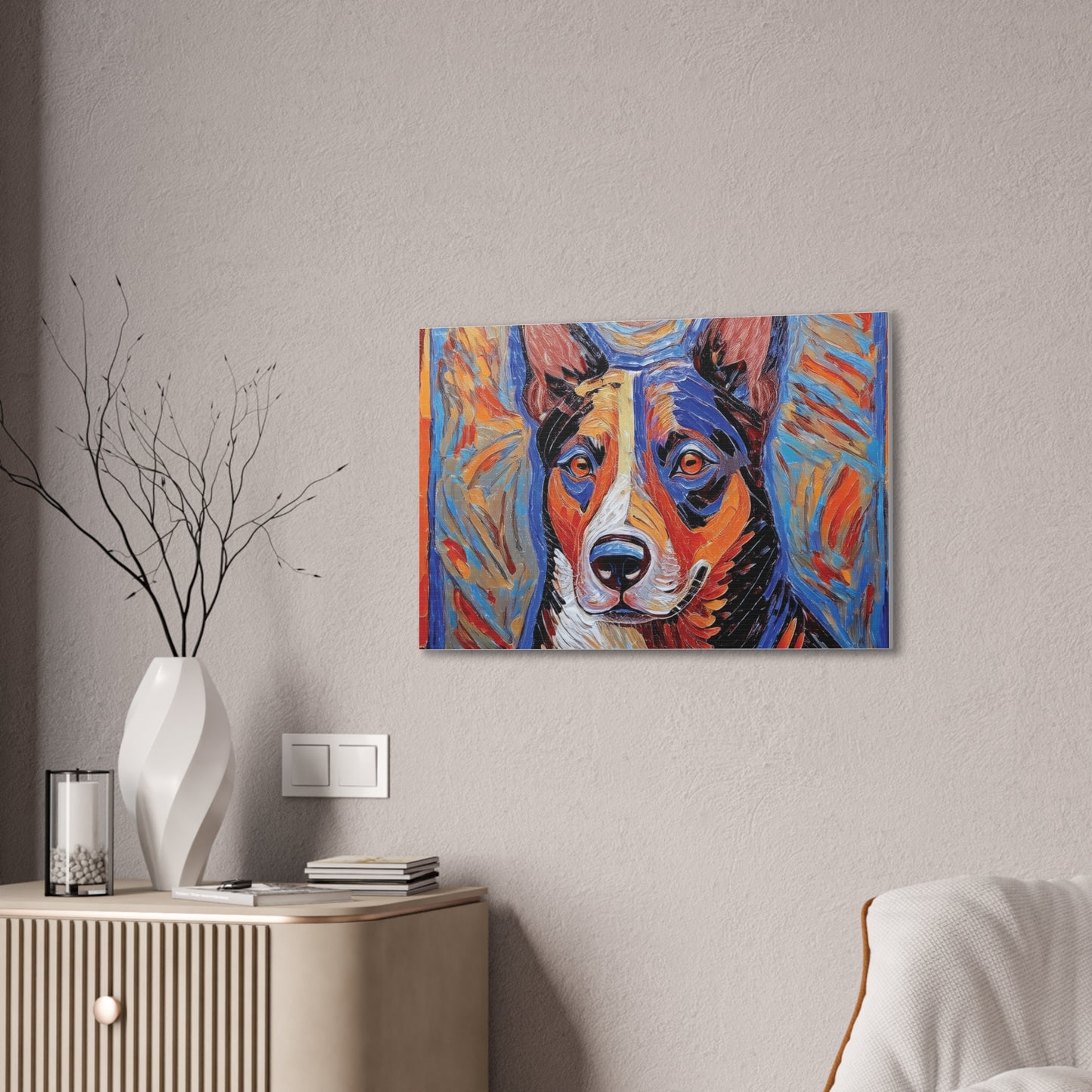 Vibrant Dog Canvas Print, Pet Lover Gift, Colorful Wall Art, Home Decor for Dog Owners, Animal Lover Decor, Unique Gift Idea