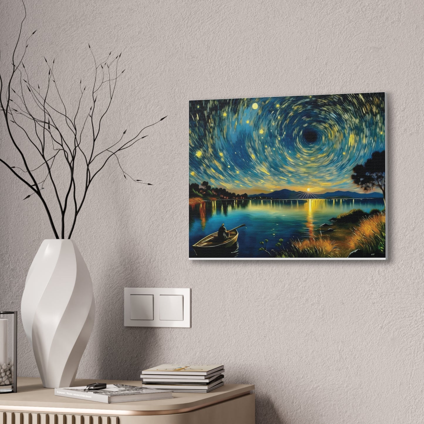 Starry Night Canvas Art - Stunning Wall Decor, Perfect Gift for Home, Office, Art Lovers, Night Sky, Space Enthusiasts