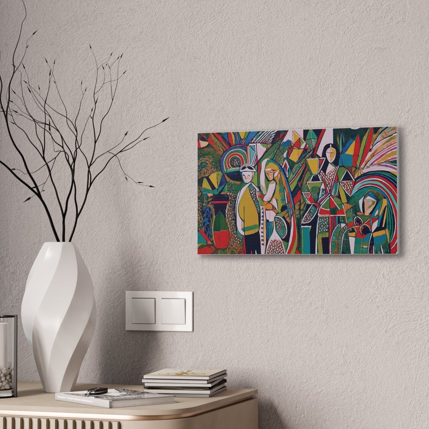 Canvas Print - Colorful Abstract Couple and Lady Standing Away