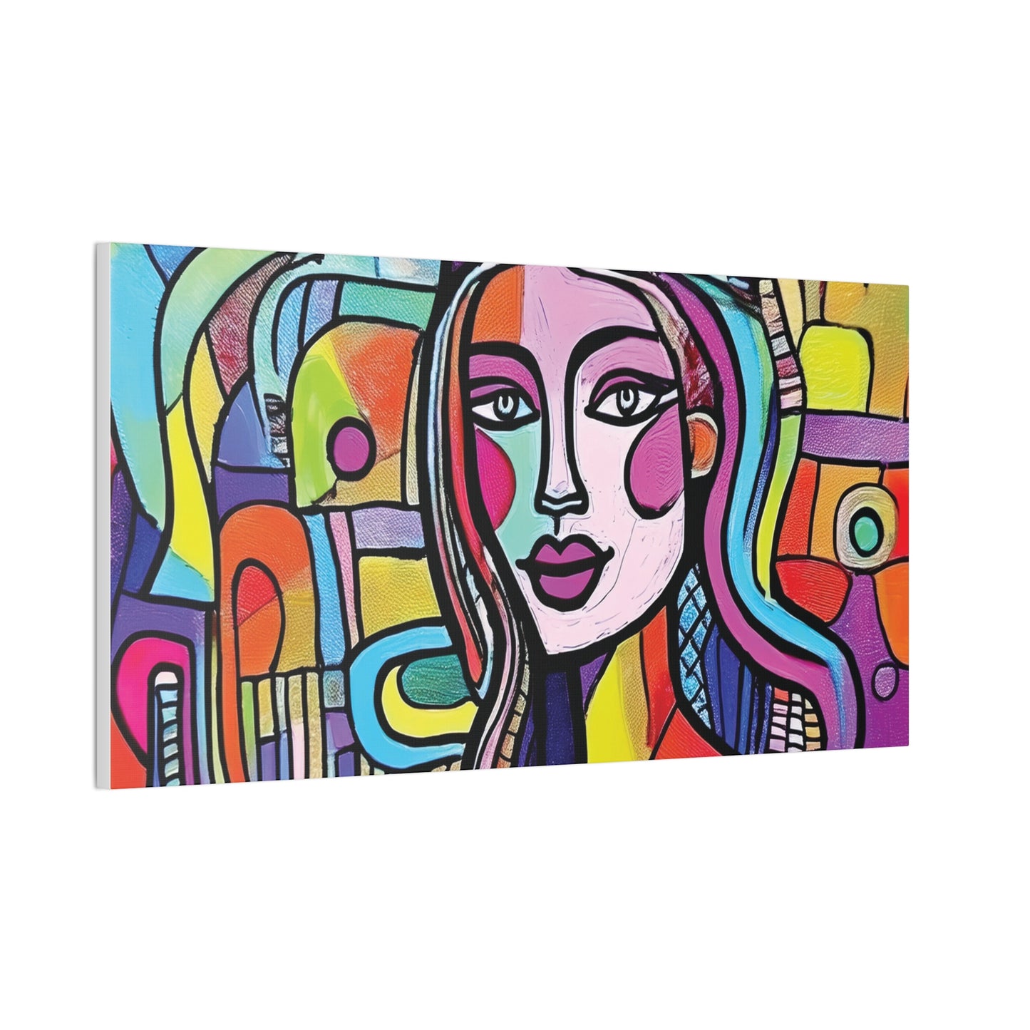 Colorful Canvas Art Print, Abstract Portrait Decor, Wall Art for Home, Colorful Wall Hanging, Gift for Art Lovers