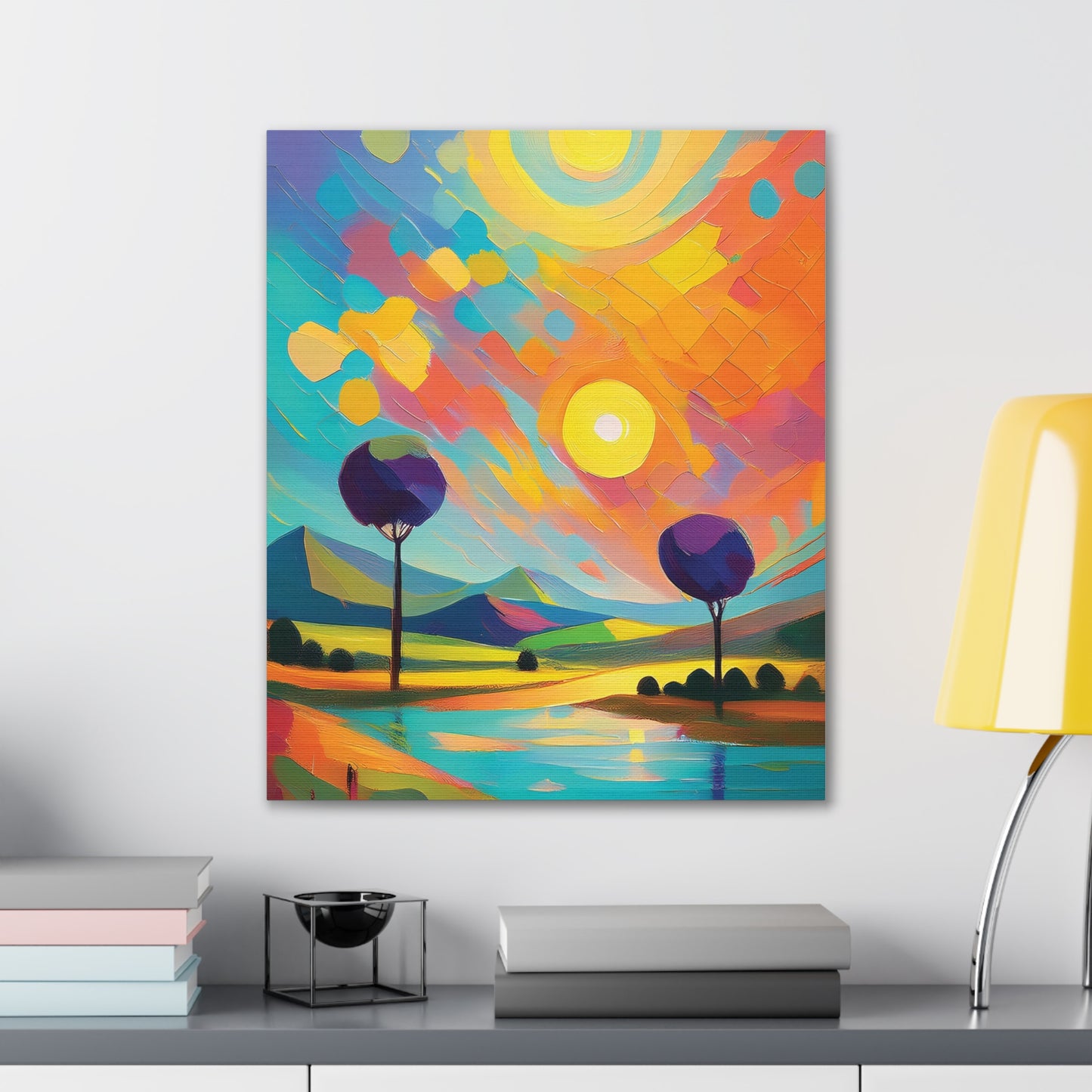 Vibrant Canvas Art Print, Colorful Wall Decor, Abstract Landscape Artwork, Home Decor, Gift for Art Lovers