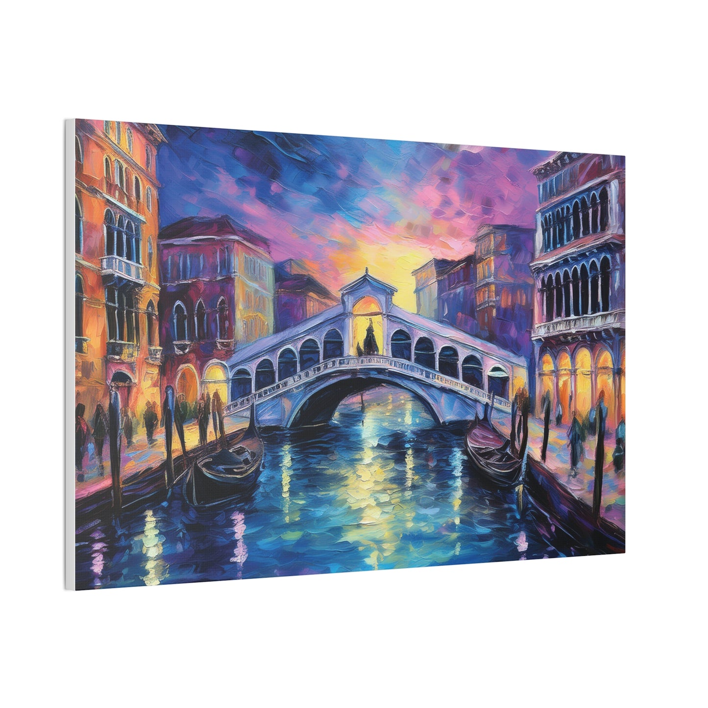 Vibrant Venice Canvas Art, Colorful Bridge Painting, Home Decor, Wall Art, Art for Living Room, Italian Landscape Print