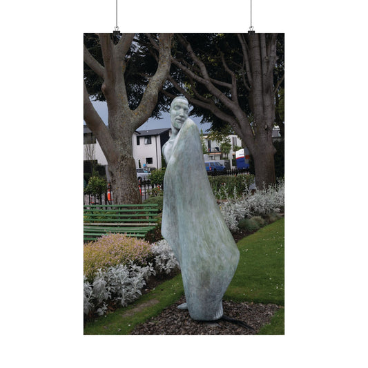 Elegant Satin Posters for Home Decor, “Grace in Stone: The Risen Christ of Christchurch”