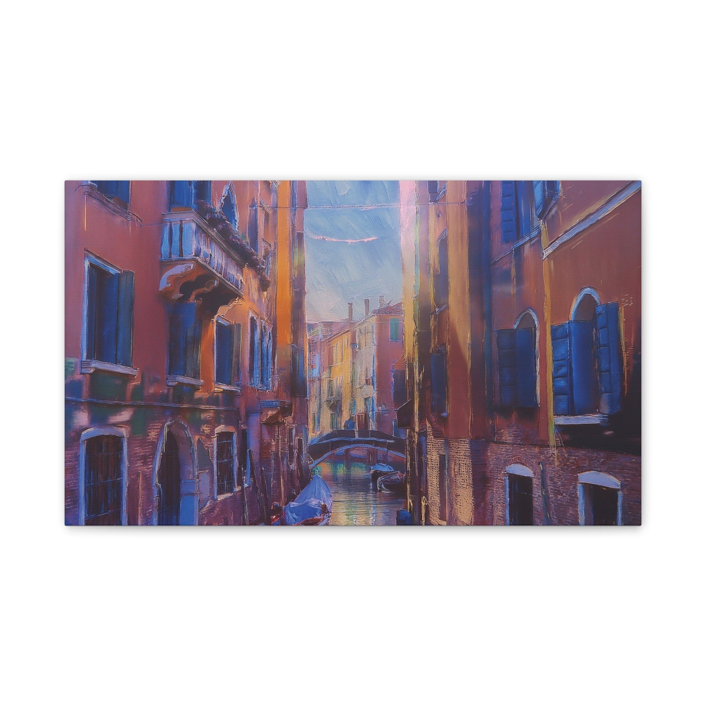 Venetian Canal Art Print, Canvas Wall Decor, Home Gallery Art, Gift for Art Lovers, Living Room Wall Art, Colorful Italian Landscape