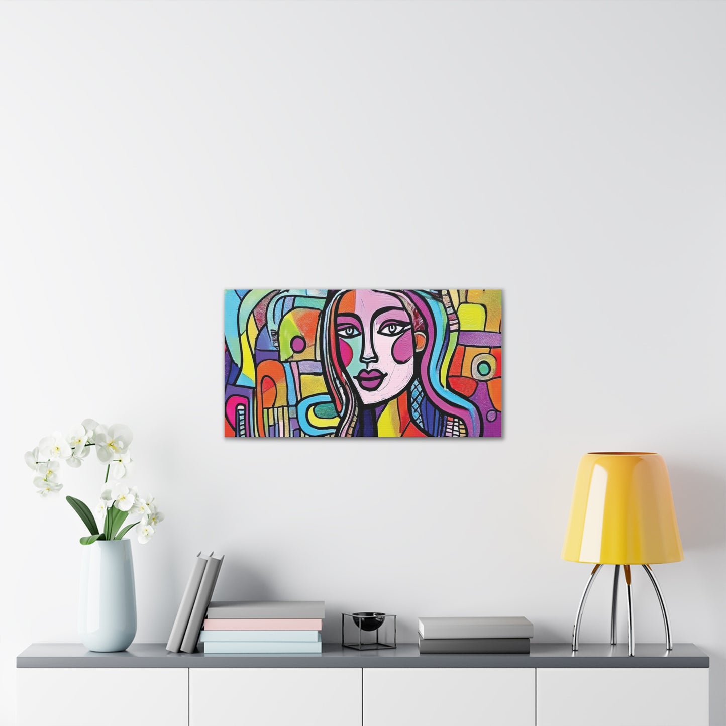 Colorful Canvas Art Print, Abstract Portrait Decor, Wall Art for Home, Colorful Wall Hanging, Gift for Art Lovers